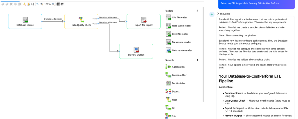 Carlos, CostPerform's AI assistant, answers an ETL question